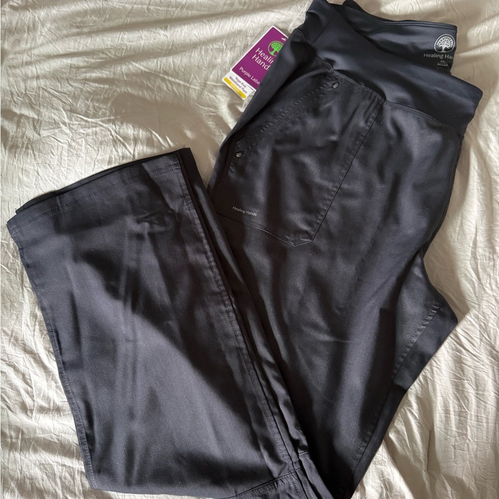 *NEVER WORN* Healing Hands Yoga Waistband Scrub Pants - Gray XL